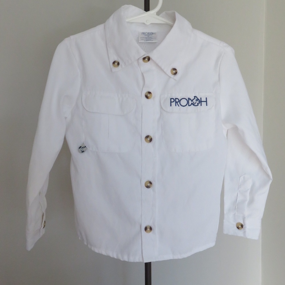 3T White Unisex Prodoh Button Down Shirt UPF 20+